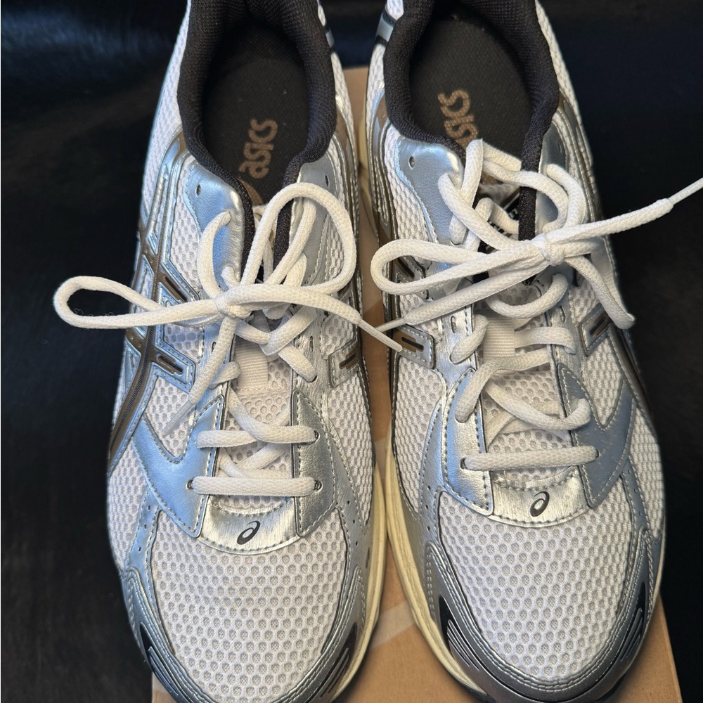 ASICS Silver and White Athletic Sneakers